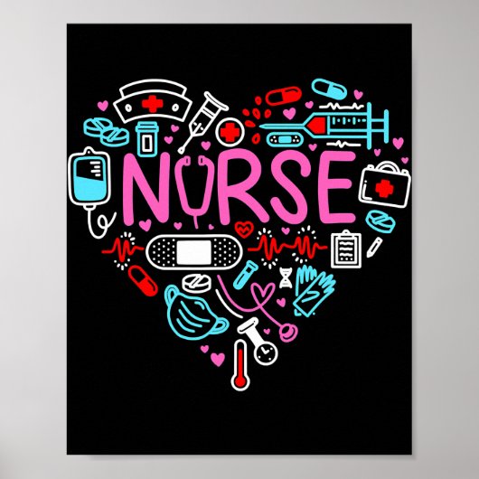 Nurse Love Nursing Student RN Life Hartelijk dank Poster (Voorkant)