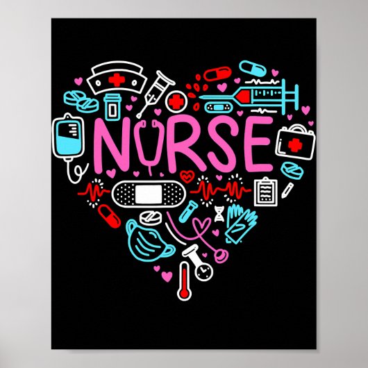 Nurse Love Nursing Student RN Life Hartelijk dank Poster (Voorkant)