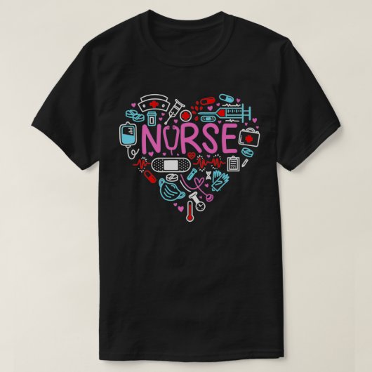 Nurse Love Nursing Student RN Life Hartelijk dank T-shirt (Design voorkant)