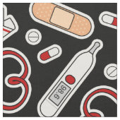 Nurse Love Pattern Black Stof (Close Up)