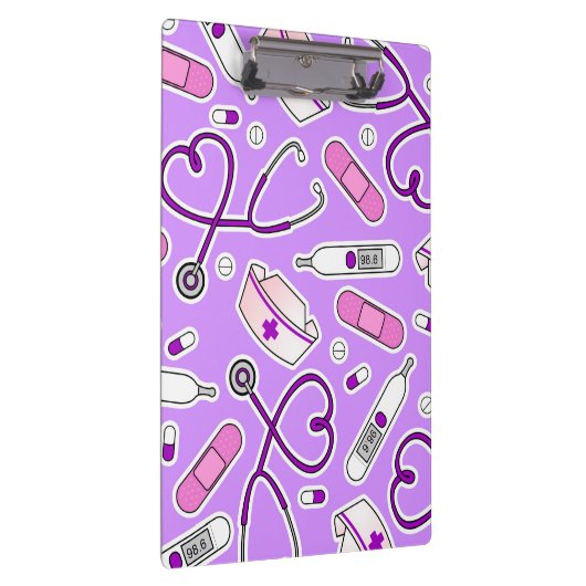 Nurse Love Pattern Paars Klembord (Rechts)