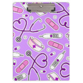 Nurse Love Pattern Paars Klembord (Voorkant)