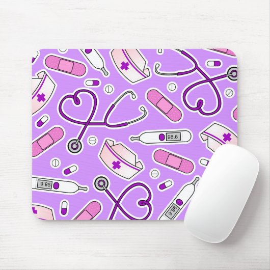Nurse Love Pattern Paars Muismat (Met muis)