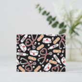 Nurse Love Print Black Background Briefkaart (Staand voorkant)