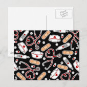 Nurse Love Print Black Background Briefkaart (Voorkant / Achterkant)