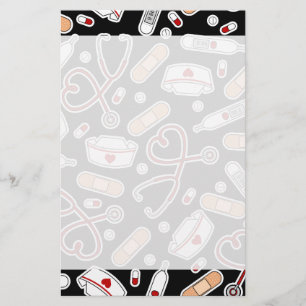 Nurse Love Print Black Background Briefpapier