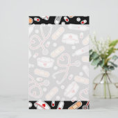 Nurse Love Print Black Background Briefpapier (Staand voorkant)