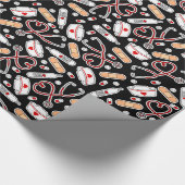 Nurse Love Print Black Background Cadeaupapier (Hoek)
