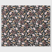 Nurse Love Print Black Background Cadeaupapier (Vlak)