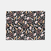 Nurse Love Print Black Background Fleece Deken (Voorkant (Horizontaal))