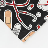 Nurse Love Print Black Background Fleece Deken (Hoek)