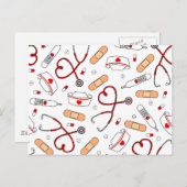 Nurse Love Print White Background Briefkaart (Voorkant / Achterkant)