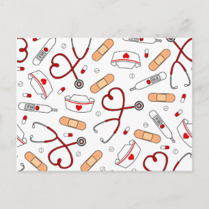 Nurse Love Print White Background Briefkaart