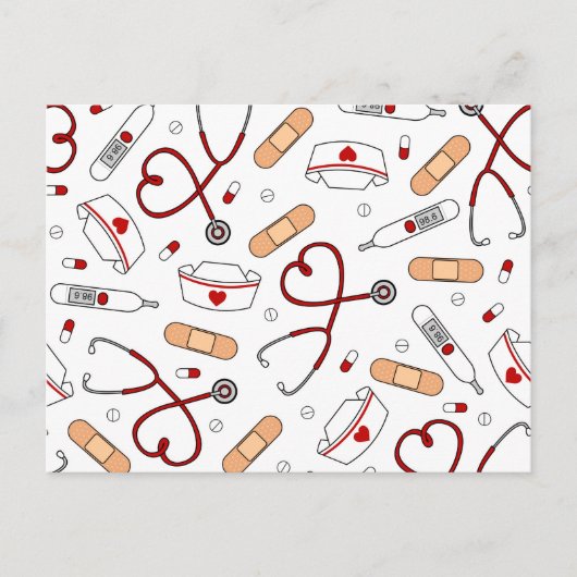 Nurse Love Print White Background Briefkaart (Voorkant)