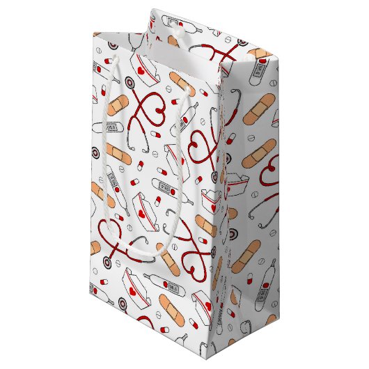 Nurse Love Print White Background Klein Cadeauzakje (Voorkant Gekanteld)