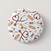 Nurse Love Print White Background Ronde Button 5,7 Cm (Voorkant)