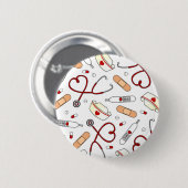 Nurse Love Print White Background Ronde Button 5,7 Cm (Voorkant /achterkant)