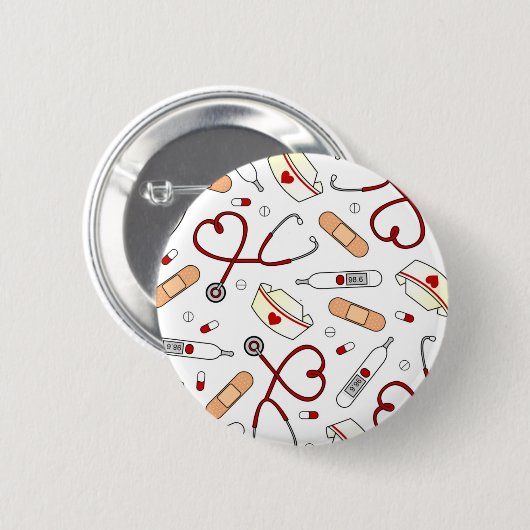 Nurse Love Print White Background Ronde Button 5,7 Cm (Voorkant /achterkant)