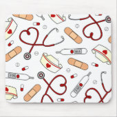 Nurse Love Print White Muismat (Voorkant)