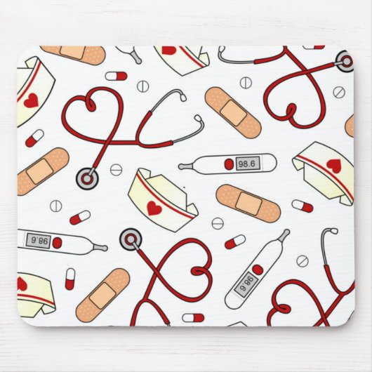 Nurse Love Print White Muismat (Voorkant)