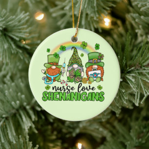Nurse Love Shenanigans St. Patrick's Keramisch Ornament