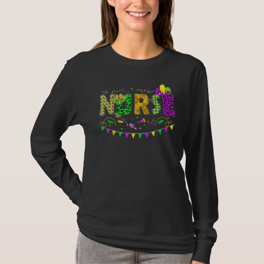 Nurse Mardi Gras Leopard New Orleans Carnival Funn T-shirt (Voorkant)
