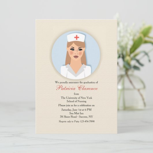 Nurse Medallion Afstuderen Invitation Kaart (Staand voorkant)