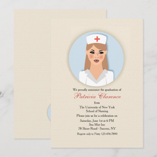 Nurse Medallion Afstuderen Invitation Kaart (Voorkant / Achterkant)