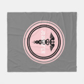 Nurse Medical Caduceus Blush Pink Grey Custom Fleece Deken (Voorkant (Horizontaal))