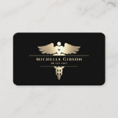 Nurse Medical Doctor Caduceus Elegant Zwart Goud Visitekaartje (Voorkant)