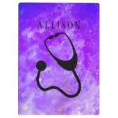Nurse Medical Stethoscope Paarse Rock Custom Klembord (Achterkant)
