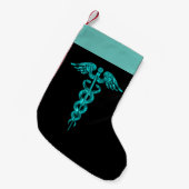 Nurse Medical Turquoise Caduceus Kleine Kerstsok (Voorkant (Hangend))