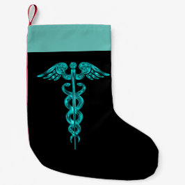 Nurse Medical Turquoise Caduceus Kleine Kerstsok