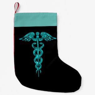 Nurse Medical Turquoise Caduceus Kleine Kerstsok