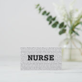 Nurse Medical Words Visitekaartje (Staand voorkant)