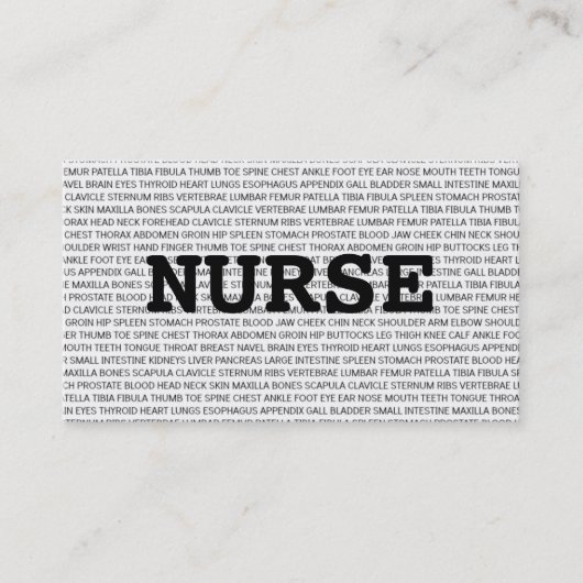 Nurse Medical Words Visitekaartje (Voorkant)