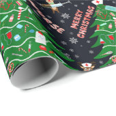 Nurse Merry Christmas Tree Rendier Nurse Schattige Cadeaupapier (Rol Hoek)