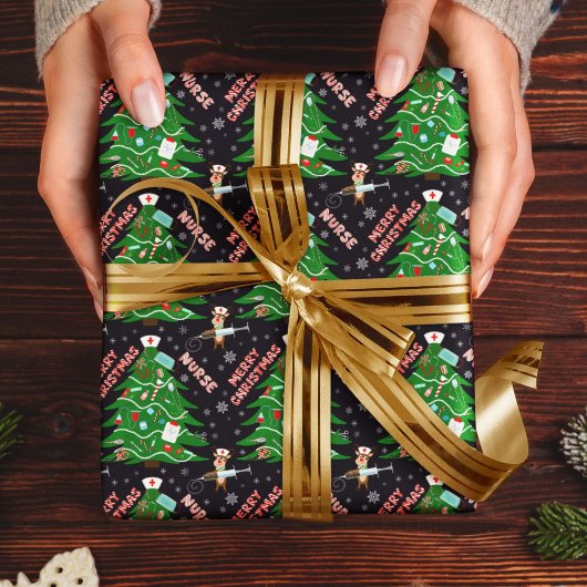 Nurse Merry Christmas Tree Rendier Nurse Schattige Cadeaupapier