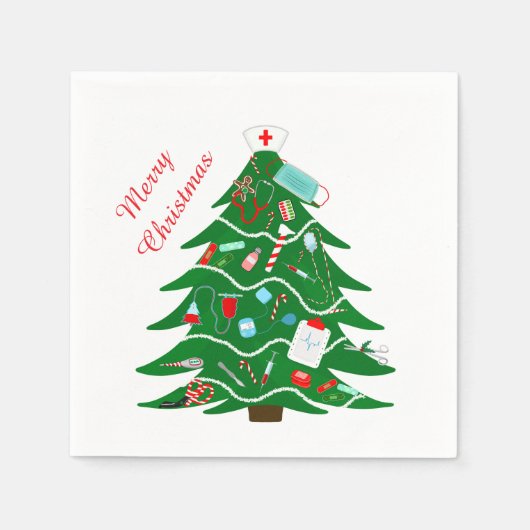 Nurse Merry Christmas Tree Servet (Voorkant)