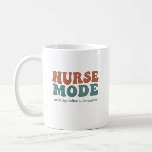 Nurse Mode Retro Wavy Typography Koffiemok (Links)