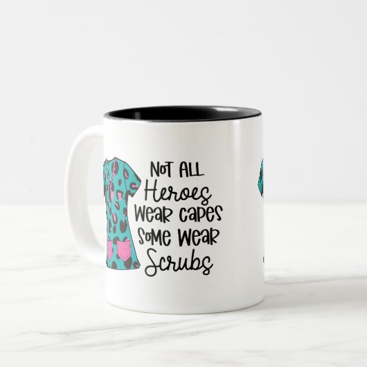 Nurse Modern Typography Superheld Scrubs Gezegde Tweekleurige Koffiemok (Voorkant links)