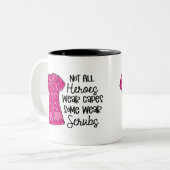 Nurse Modern Typography Superheld Scrubs Gezegde Tweekleurige Koffiemok (Voorkant links)