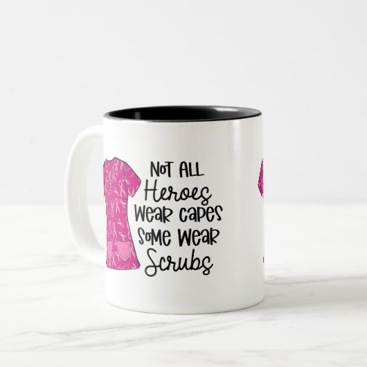 Nurse Modern Typography Superheld Scrubs Gezegde Tweekleurige Koffiemok (Voorkant links)