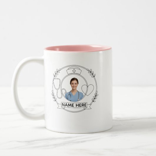 Nurse Mug Personalized Name Photo Gift Tweekleurige Koffiemok (Links)