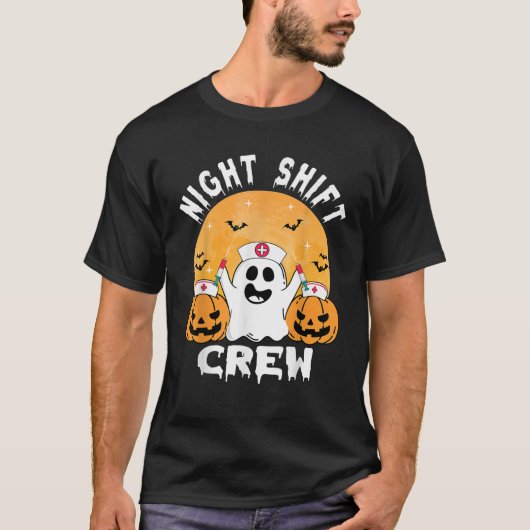 Nurse nachtploeg Ghost Pumpkin Halloween Nur T-shirt (Voorkant)