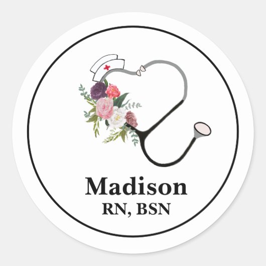 Nurse Name Stethoscope Sticker (Voorkant)