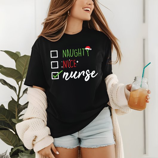 Nurse Naughty Nice Funny kerstkerstkerstkerstlijst Tri-Blend Shirt