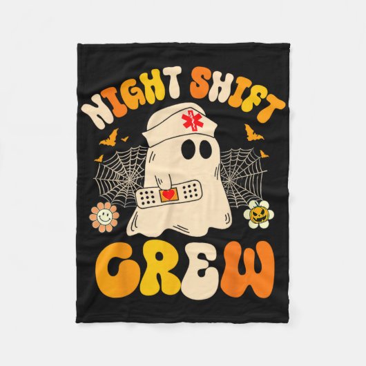 Nurse Night Shift Crew Ghost Halloween Nurse Grapp Fleece Deken (Voorkant)