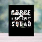 Nurse Night Shift Halloween Squad Classic T-shirt Acryl Bord (Neutraal)
