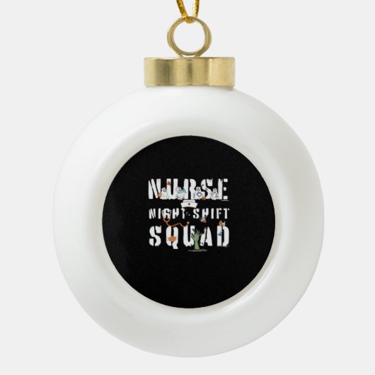 Nurse Night Shift Halloween Squad Classic T-shirt Keramische Bal Ornament (Voorkant)